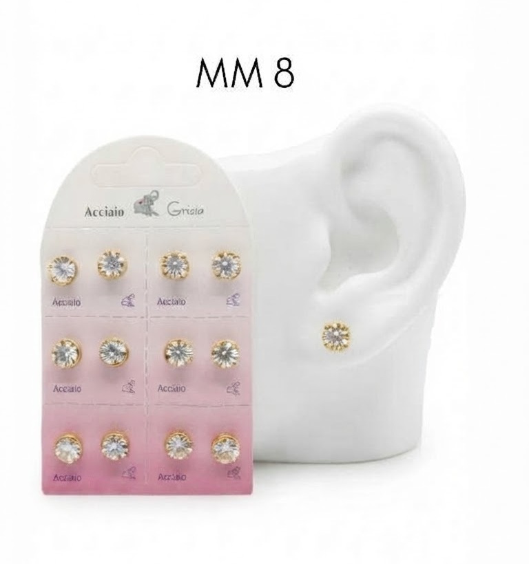 OR5803 ORECCHINO IN ACCIAIO COLORE ORO CON ZIRCONE 8 mm 57992