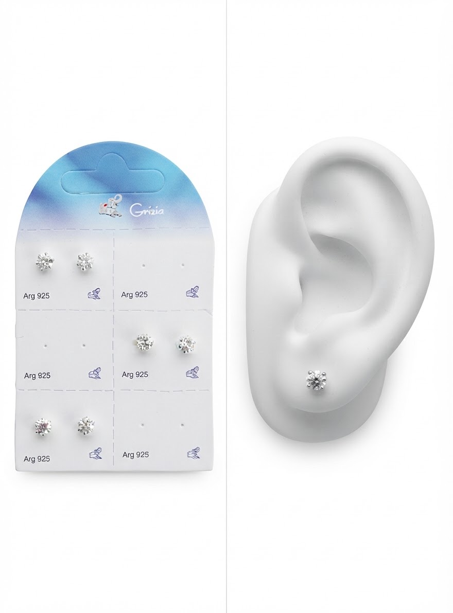 OR4144 ORECCHINI DA LOBO MODELLO BECKAM ARGENTO ZIRCONE TONDO mm 5 BIANCO 57992