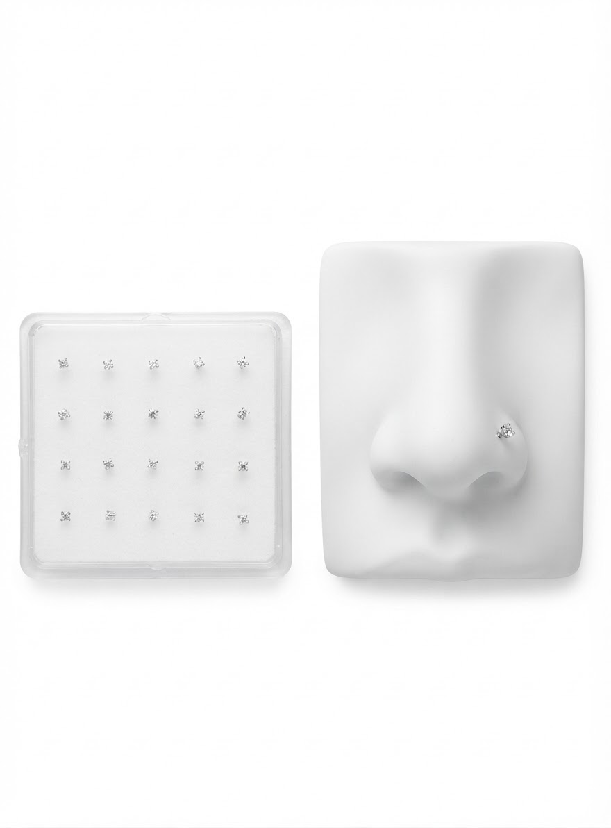 OR4568B ORECCHINI DA NASO ARGENTO ZIRCONE QUADRATO mm 1,5 BIANCO 57992