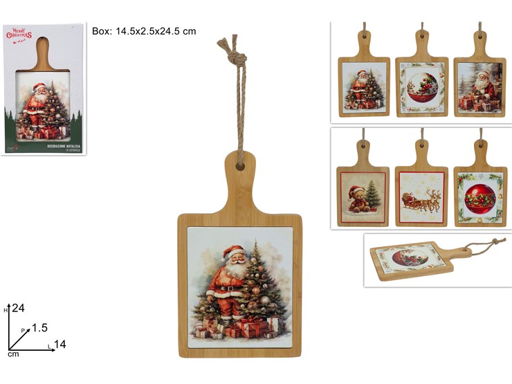 TAGLIERE LEGNO E CERAMICA 24x14cm DECORI NATALIZI 349879 40649