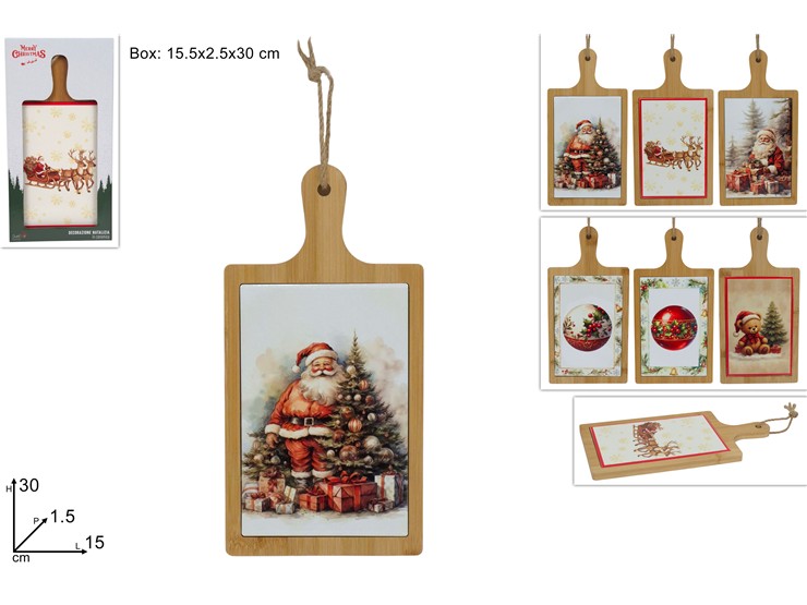 TAGLIERE LEGNO E CERAMICA 30x15cm DECORI NATALIZI 349886 40649