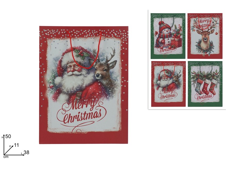 BUSTA REGALO CON SOGGETTO NATALIZIO 50x38x11cm 494661 40649