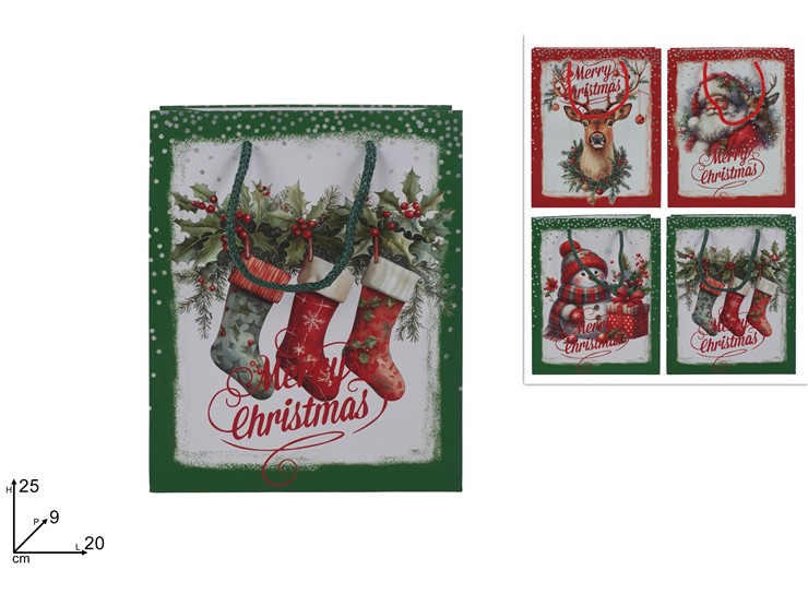 BUSTA REGALO CON SOGGETTO NATALIZIO 25x20x9cm 494623 40649