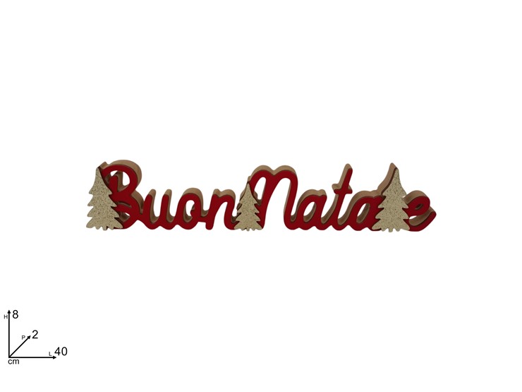 DECORAZIONE SCRITTA IN LEGNO BUON NATALE ROSSO VELLUTO 451350 40649