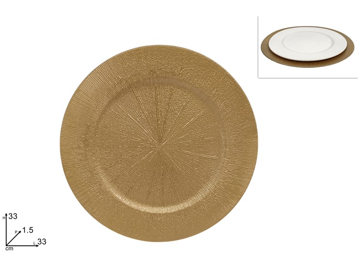 SOTTOPIATTO 33cm RIGATO ORO 190259 40649