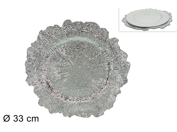 SOTTOPIATTO NATALIZIO FIORE 33cm SILVER 958113 40649