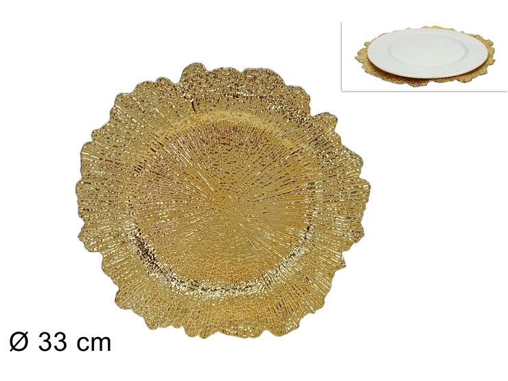 SOTTOPIATTO NATALIZIO FIORE 33cm ORO 958106 40649