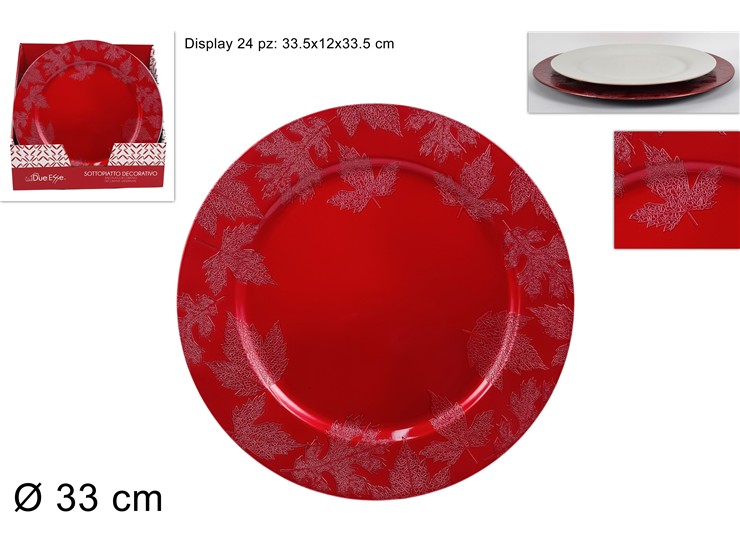 SOTTOPIATTO 33cm FOGLIE ROSSO 849855 40649