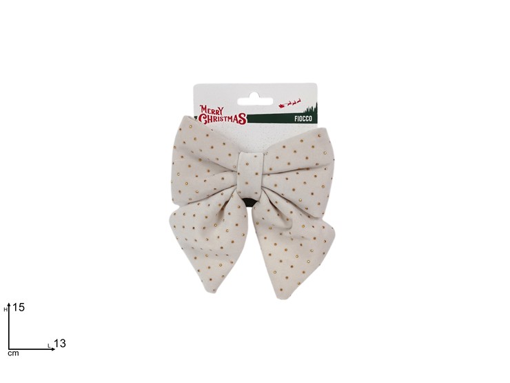 FIOCCO 13x15cm EFFETTO VELLUTO BIANCO CON APPLICAZIONE ORO 488066 40649