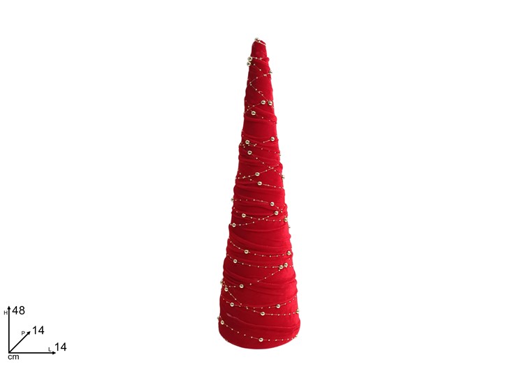 ALBERO 48cm IN VELLUTO ROSSO CON PERLINE 453798 40649