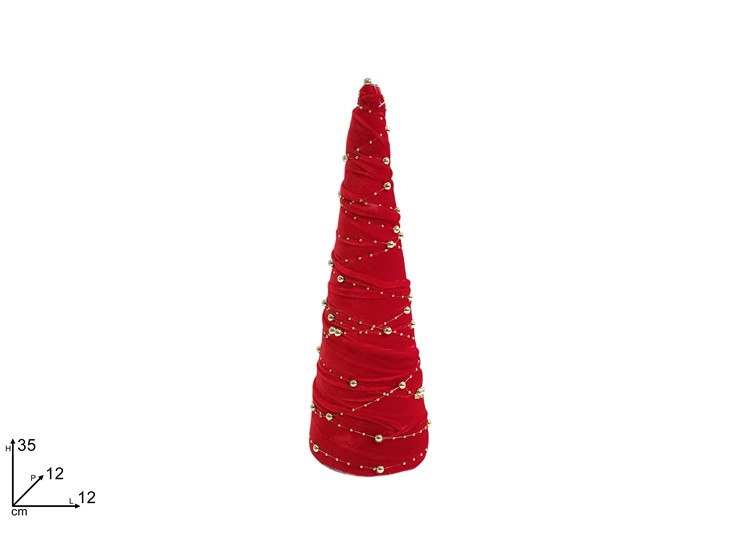 ALBERO 35cm IN VELLUTO ROSSO CON PERLINE 453767 40649