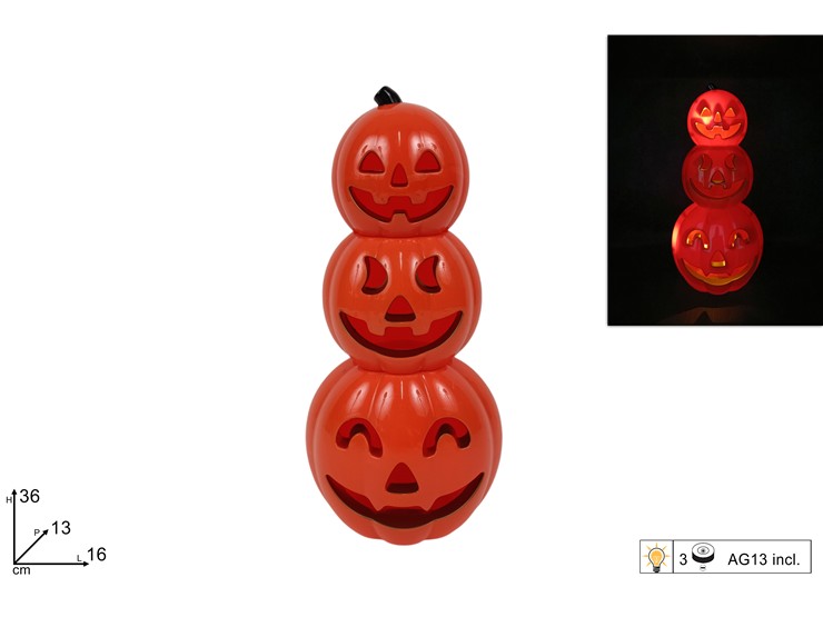 DECORAZIONE 3 ZUCCA IN PLASTICA CON LUCE 435886 40649