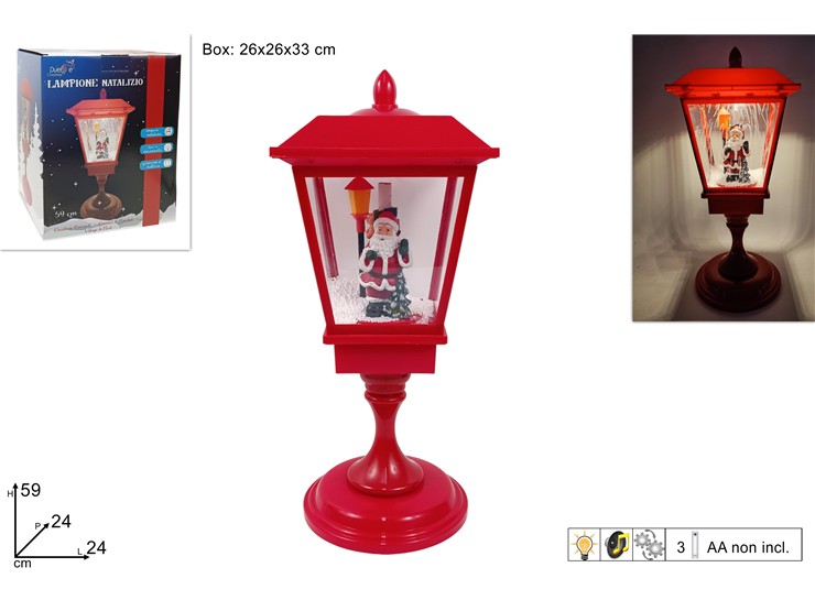 LAMPIONE ROSSO CON BABBO NATALE CON MUSICA CON LUCE CON MOVIMENTO NEVE 396552 40649