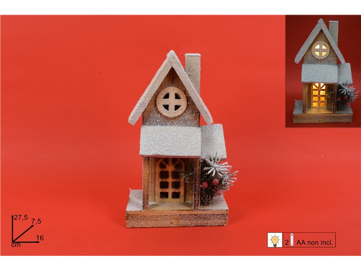 CASETTA LEGNO CON LUCI CON GLITTER 045400 40649