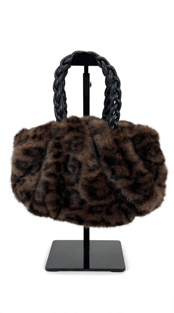 JJ63310MAR BORSA IN PELLICCIA LEJJOU LEOPARDO MARRONE 41100