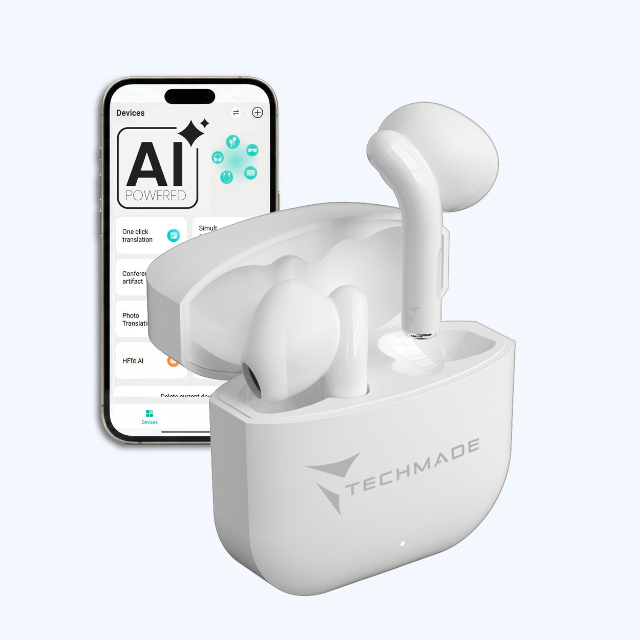 TM-XM201AI-WH TECHMADE AURICOLARI SENZA FILO CON BOX DI RICARICA CON AI BIANCHI 41464