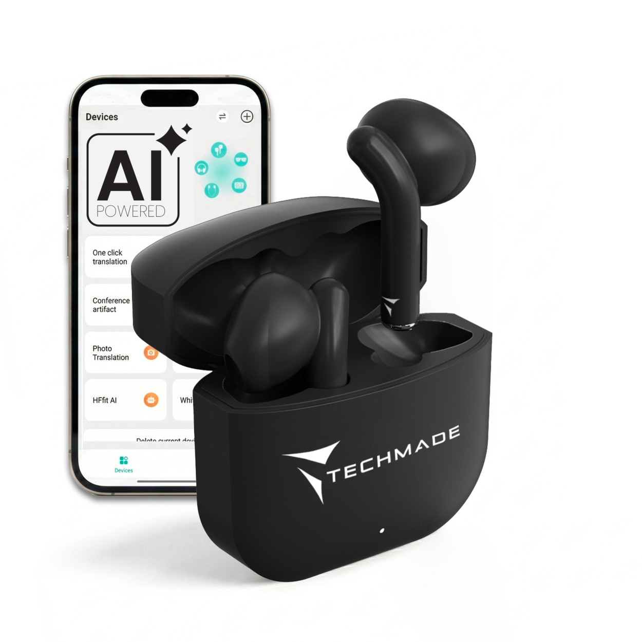 TM-XM201AI-BK TECHMADE AURICOLARI SENZA FILO CON BOX DI RICARICA CON AI NERI 41464