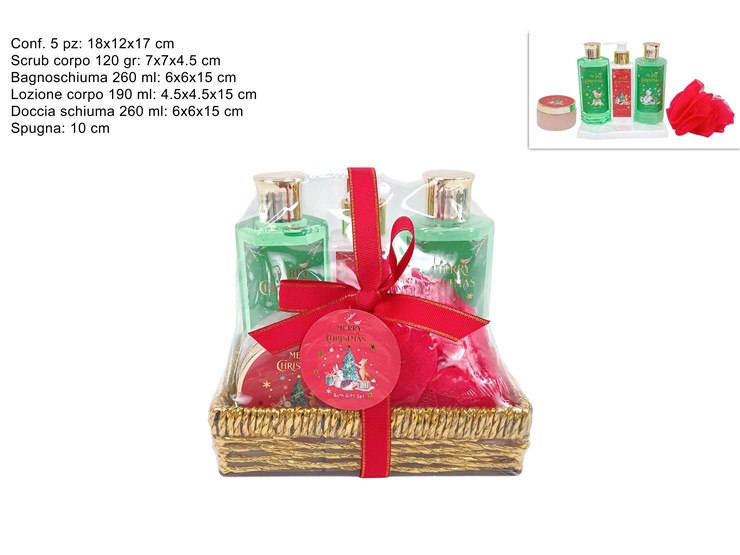 CONFEZIONE REGALO CESTINO CON SET 5pz LINEA CORPO 464763 40649