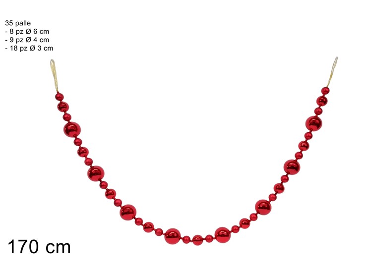 GHIRLANDA PALLINE 170cm ROSSA 403625 40649