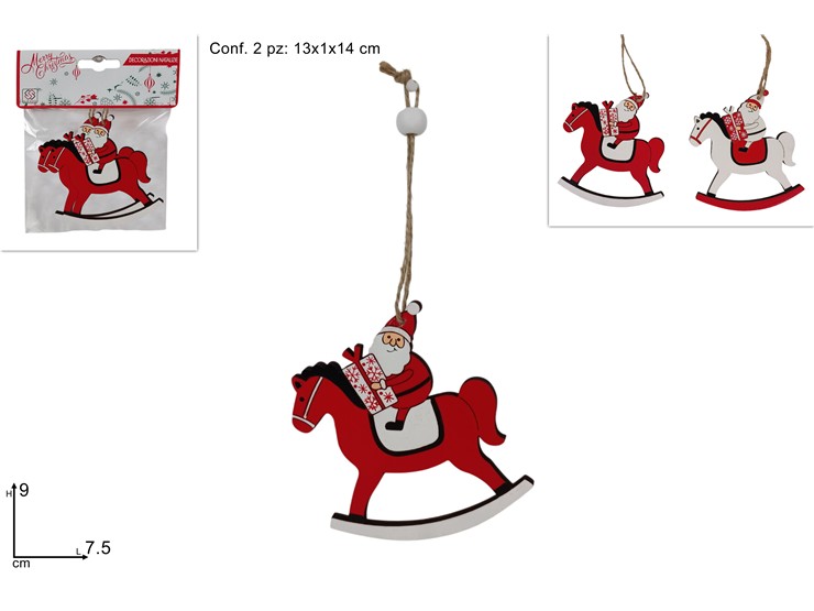 APPENDINO CON BABBO NATALE LEGNO SET 2pz 344515 40649