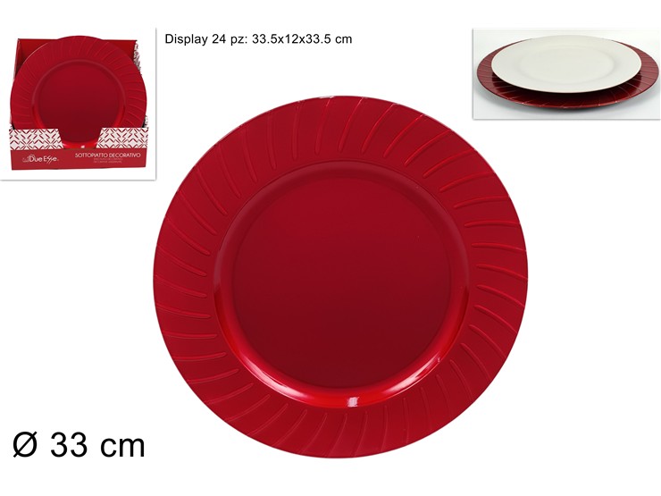 SOTTOPIATTO 33cm CON BORDI RIGATI ROSSO 849657 40649