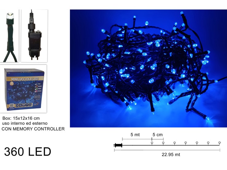 MINILUCCIOLE 360LED IN SCATOLA USO ESTERNO BLU 524691 40649