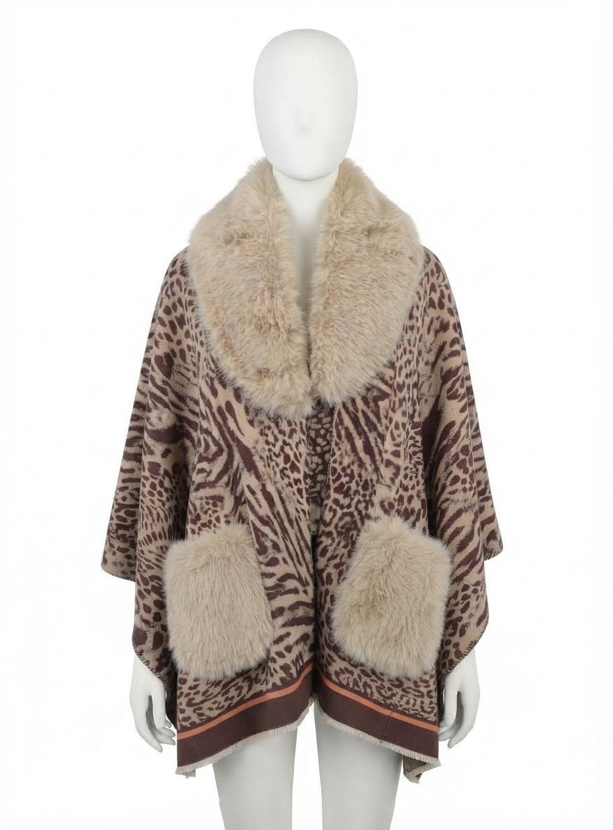63330CAM PONCHO PELLICCIA CAMEL 41100