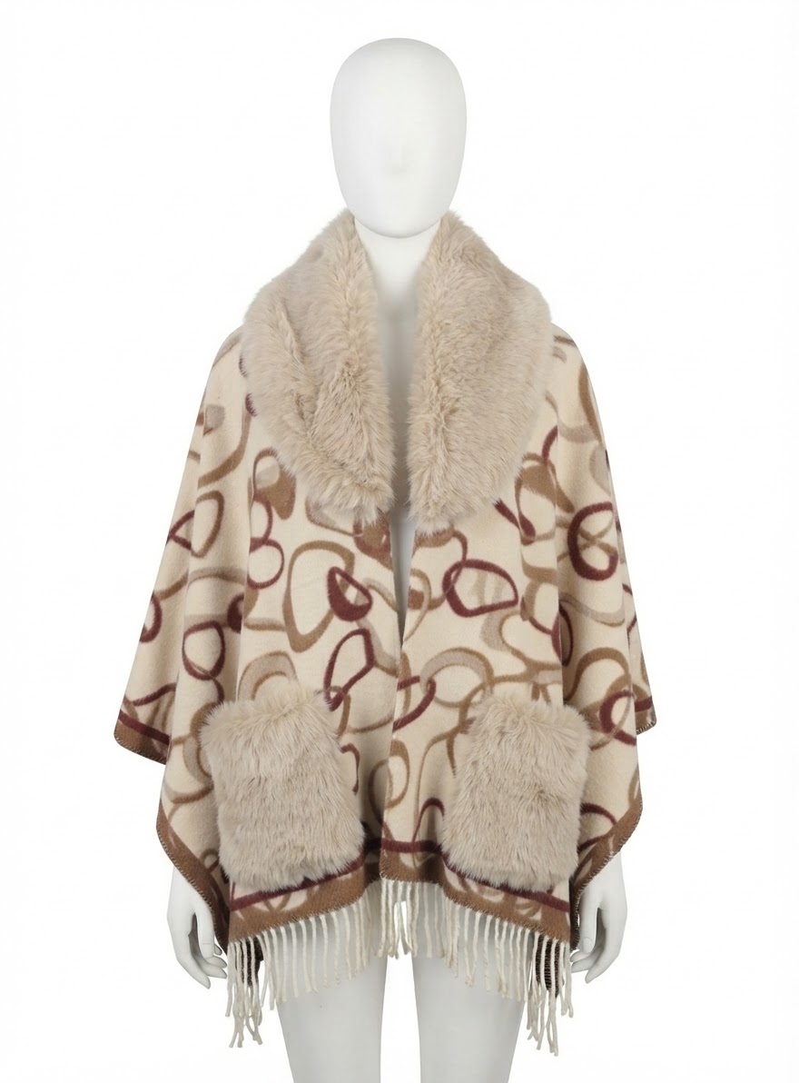 63333N PONCHO PELLICCIA CAMEL 41100