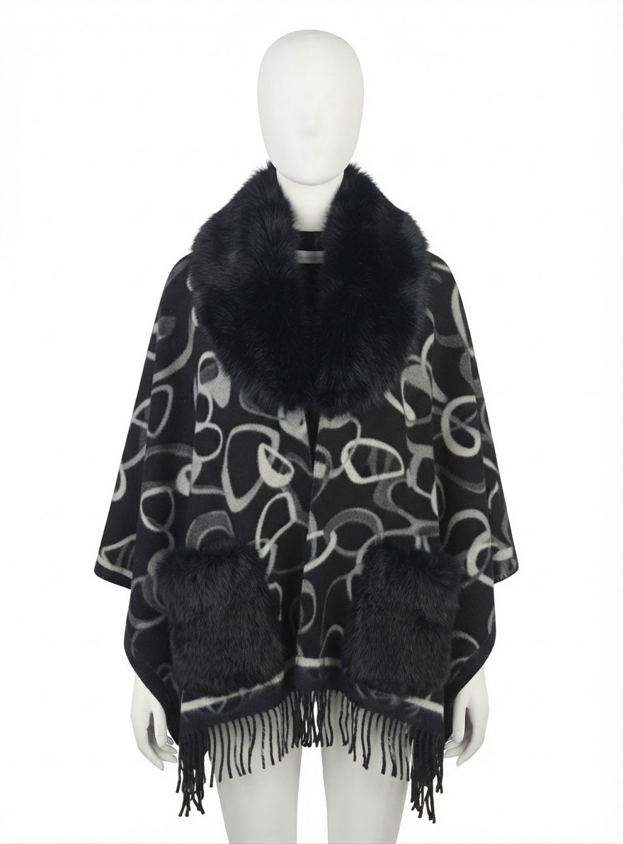 63333N PONCHO PELLICCIA NERO 41100