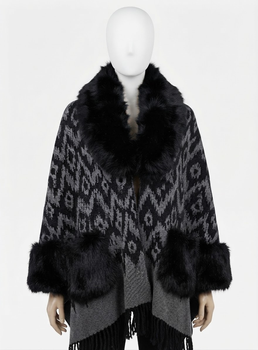 63331N PONCHO PELLICCIA NERO 41100