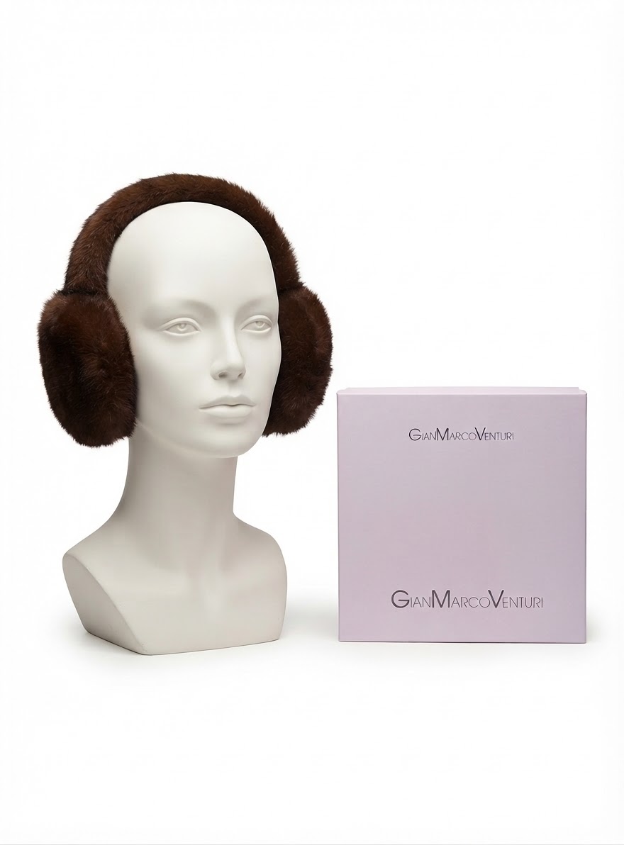 63335MAR PARA ORECCHIE PELLICCIA MARRONE 41100
