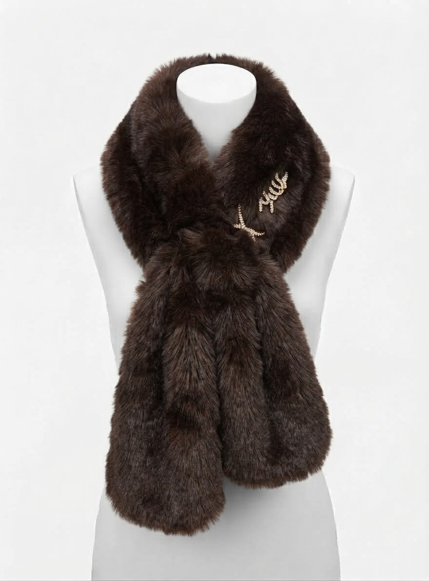 63328MAR SCIARPA PELLICCIA MARRONE 41100