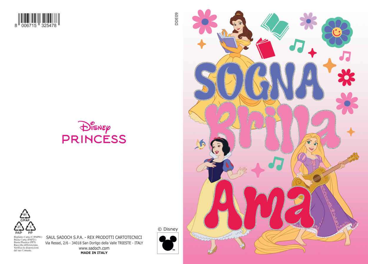 DDE09 BIGLIETTO METAL DISNEY PRINCESS CON FOIL 40689