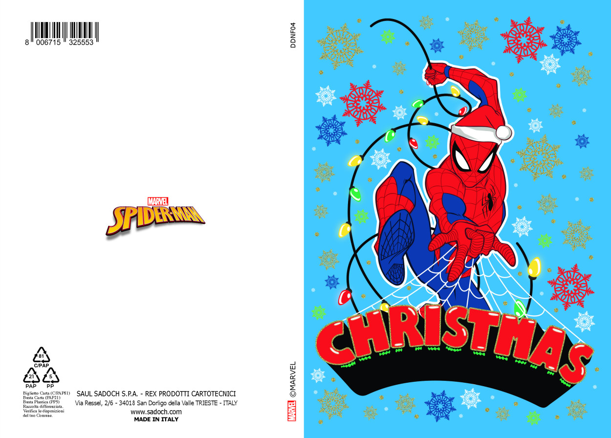 DDNF04 BIGLIETTO BUON NATALE SPIDERMAN CON FOIL ORO 40689
