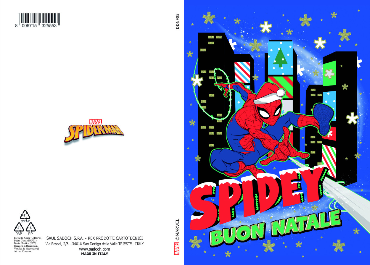 DDNF05 BIGLIETTO BUON NATALE SPIDEY CON FOIL ORO 40689