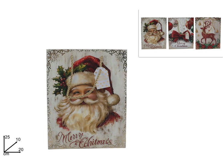 BUSTA REGALO 25x20x10cm NATALIZIA CON DECORO ORO 496207 40649
