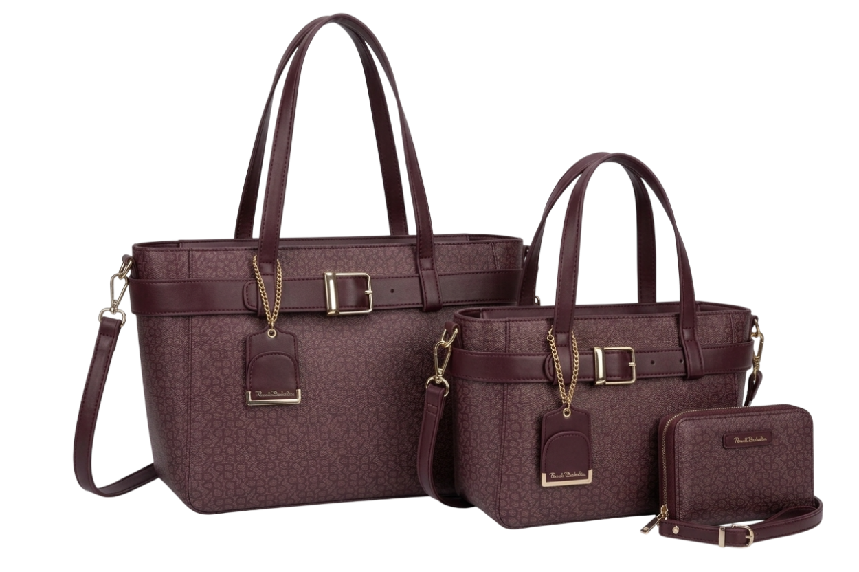 62165/SETM13 L SHOPPING, M BAULETTO, XS PORTAFOGLIO BORDEAUX 41233