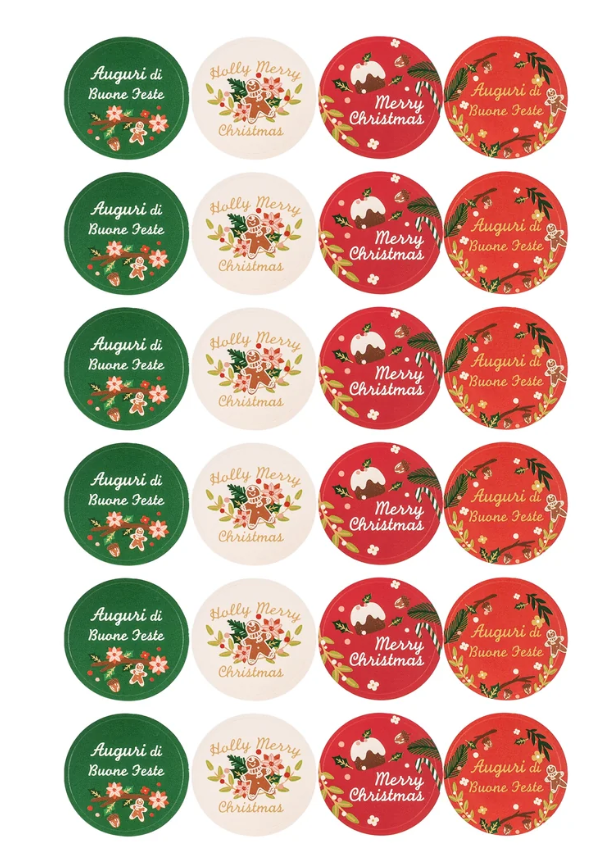 LET601MIX ETICHETTE ADESIVE XMAS BOTANIC 3cm MIX 40739