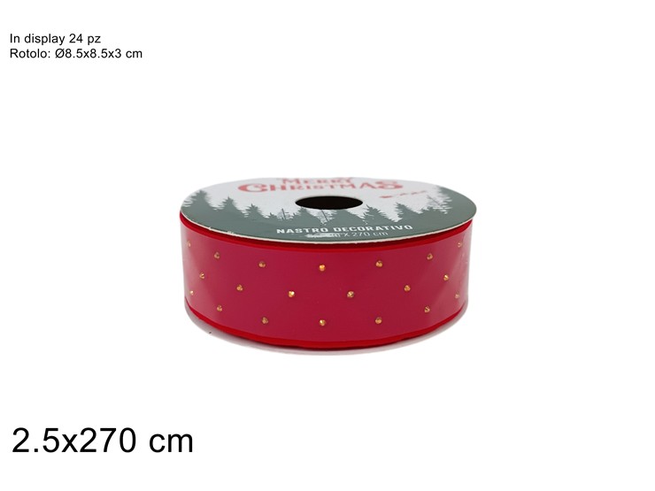 NASTRO 2,5x270cm EFFETTO VELLUTO ROSSO CON APPLICAZIONE 40649