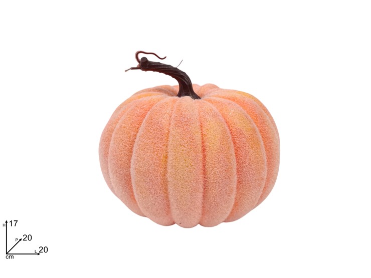 DECORAZIONE ZUCCA FLOCCATA DIAMETRO 20cm 676226 40649