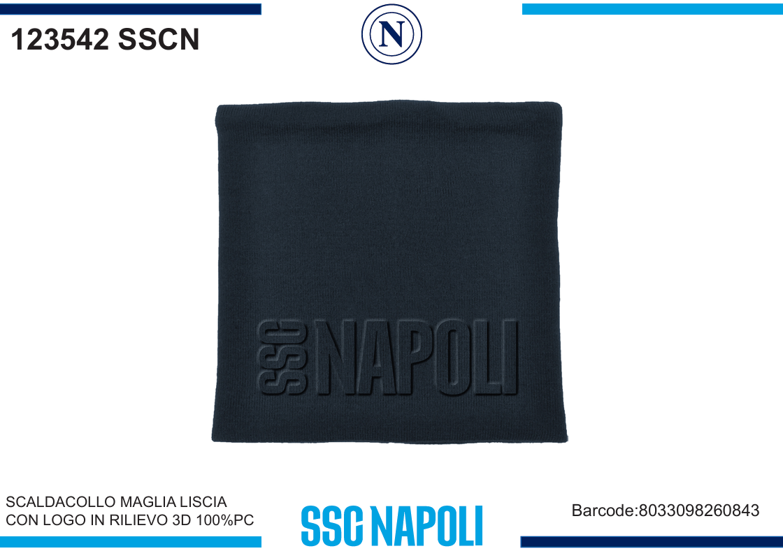 SCALDACOLLO MAGLIA SCRITTA 3D SSC NAPOLI 123542 SSCN 40351