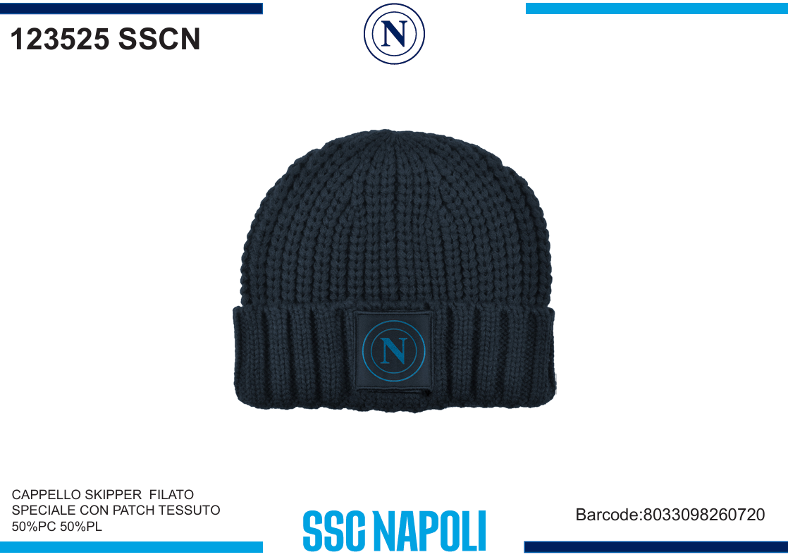 CAPPELLO SKIPPER PATCH TESSUTO SSC NAPOLI 123525 SSCN 40351