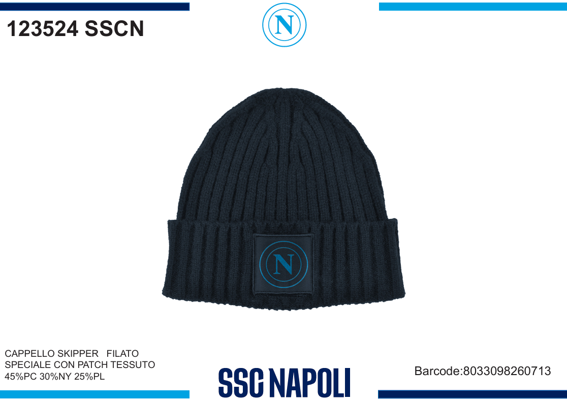 CAPPELLO SKIPPER PATCH TESSUTO SSC NAPOLI 123524 SSCN 40351