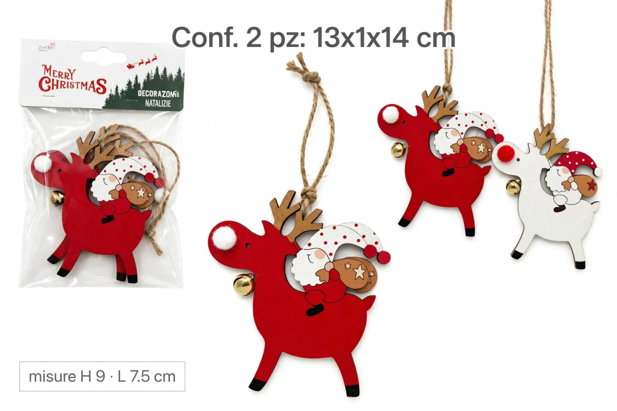 APPENDINO CON BABBO NATALE LEGNO SET 2pz 344515 40649