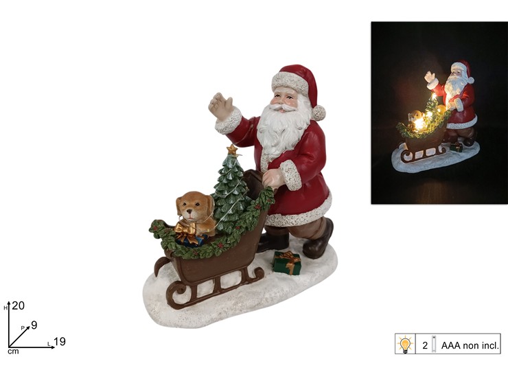 BABBO NATALE CON SLITTA CON LUCE 437545 40649