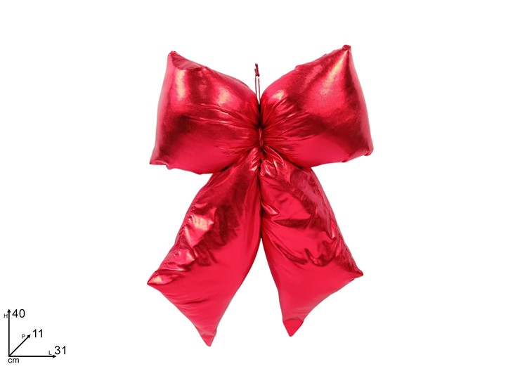 FIOCCO BOMBATO H40cm METALIZZATO ROSSO 393407 40649