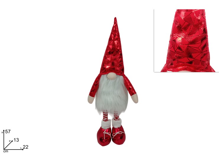 GNOMO 57cm CON VESTITO LAMINATO ROSSO 366852 40649