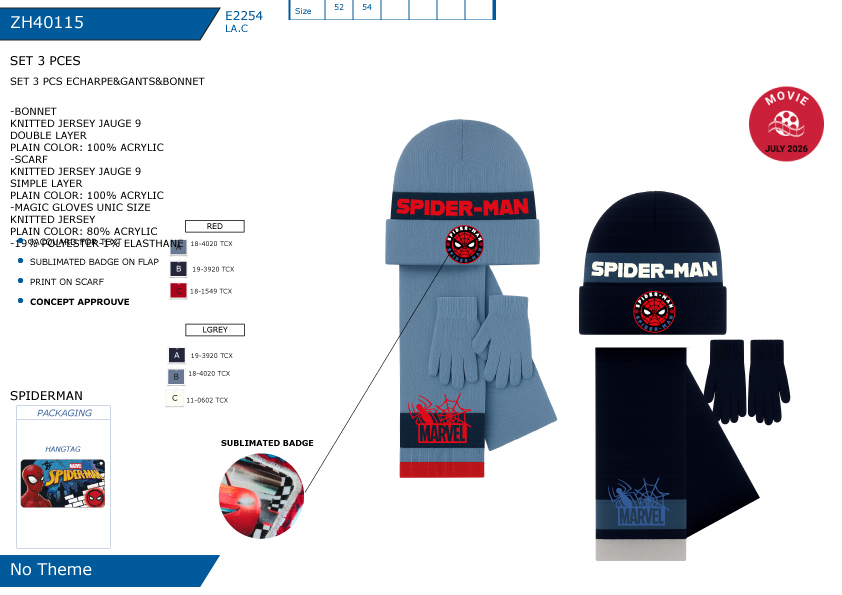 ZH40115 SET 3 PCS ECHARPE & GANTS & BONNET 40892