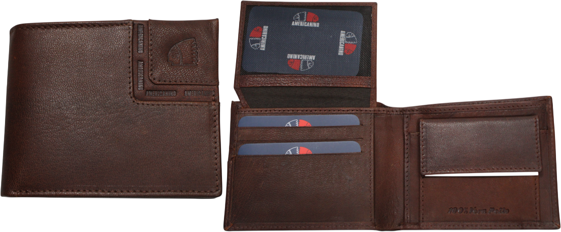 PDK564-9 PORTAFOGLIO UOMO AME TABACCO 100% VERA PELLE 9x11cm 52248