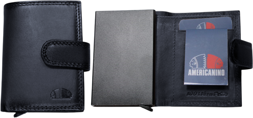PDK487-92 PORTAFOGLIO UOMO AME BLU 100% VERA PELLE 10x7cm 52248
